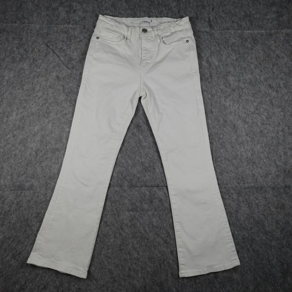 Frame Jeans Womens 26 White Le Crop Mini Boot Mid Rise Blanc LCMB790 Denim